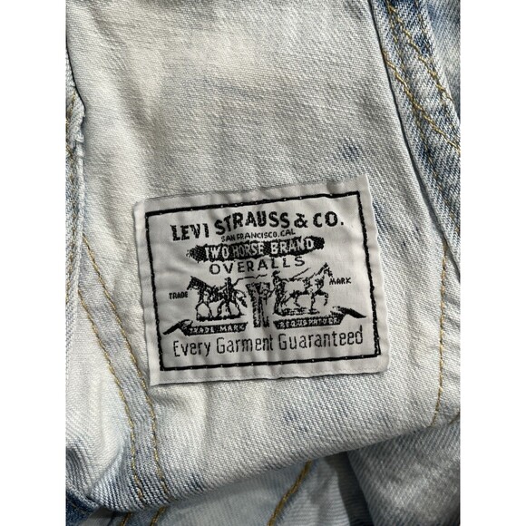 Levi's Women's Sz Large Light Blue Short Tie Dyed Overalls Boho Hippie Gypsy - Picture 13 of 16